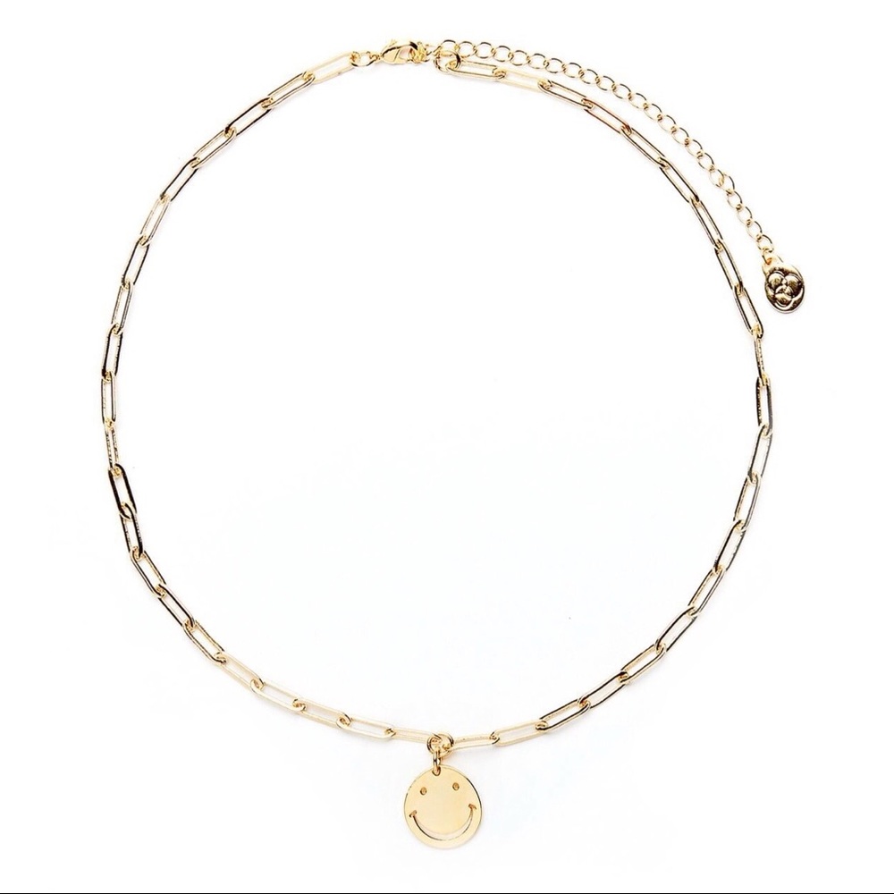 Cloverpost Vision Smiley Paperclip Gold Necklace